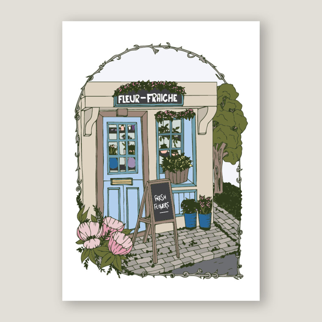 Fresh flowers, french village, france landscape